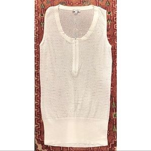 Cache White Mesh Sleeveless Top with Rhinestone Zipper - size L